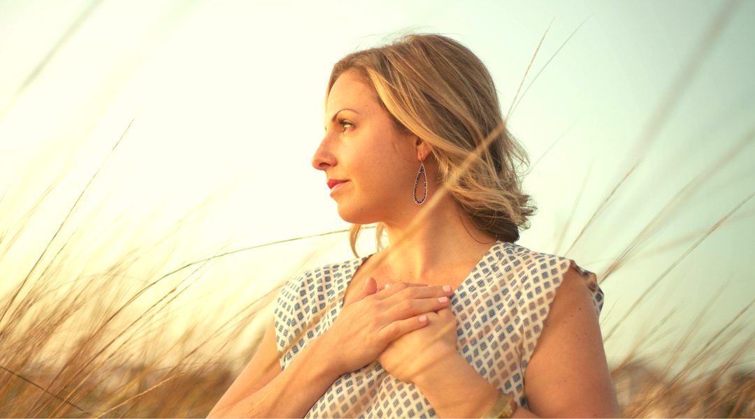 Emily Aarons in a field