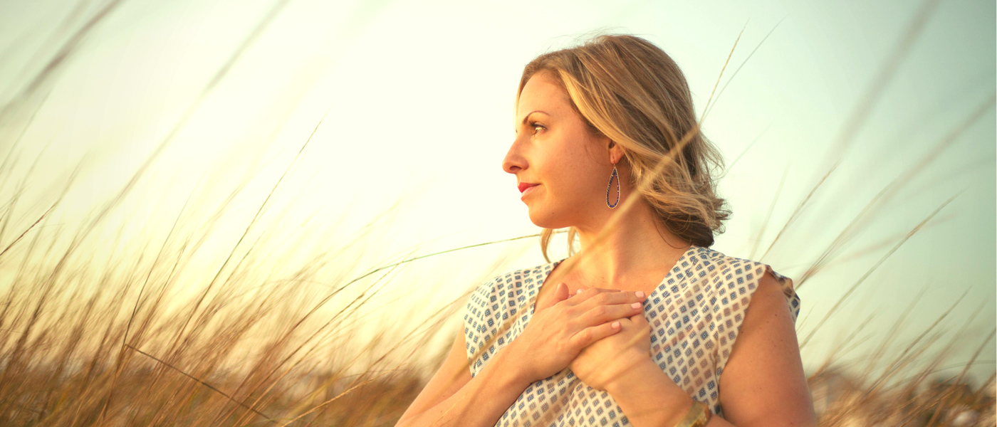 Emily Aarons in a field